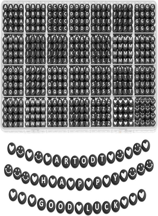 Nuvex 1400 Pcs Black Alphabet Beads, Background Letter Beads Bracelet Necklace Making Kit, 28 Grids A-Z Letter Beads for Jewelry Making with Storage Box, DIY Jewelry Gift for Girls & Boys - Image 1
